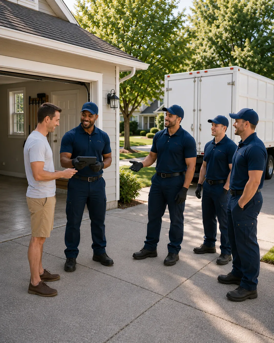 Crew speaking with a customer on-site