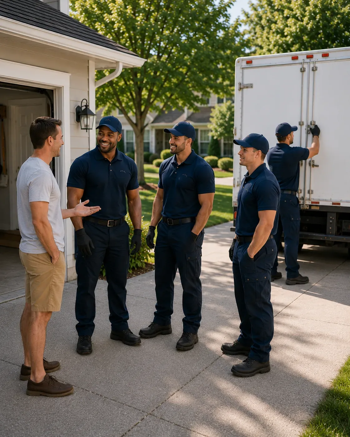 Happy homeowner after a junk removal job