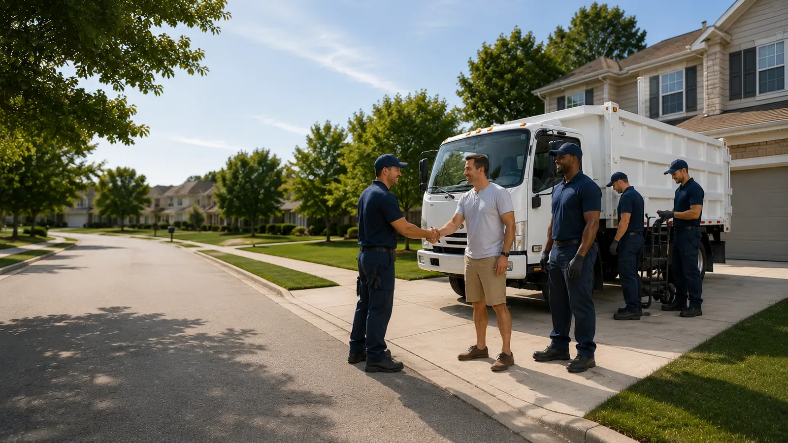 Junk removal team arriving on site with a truck in Dallas