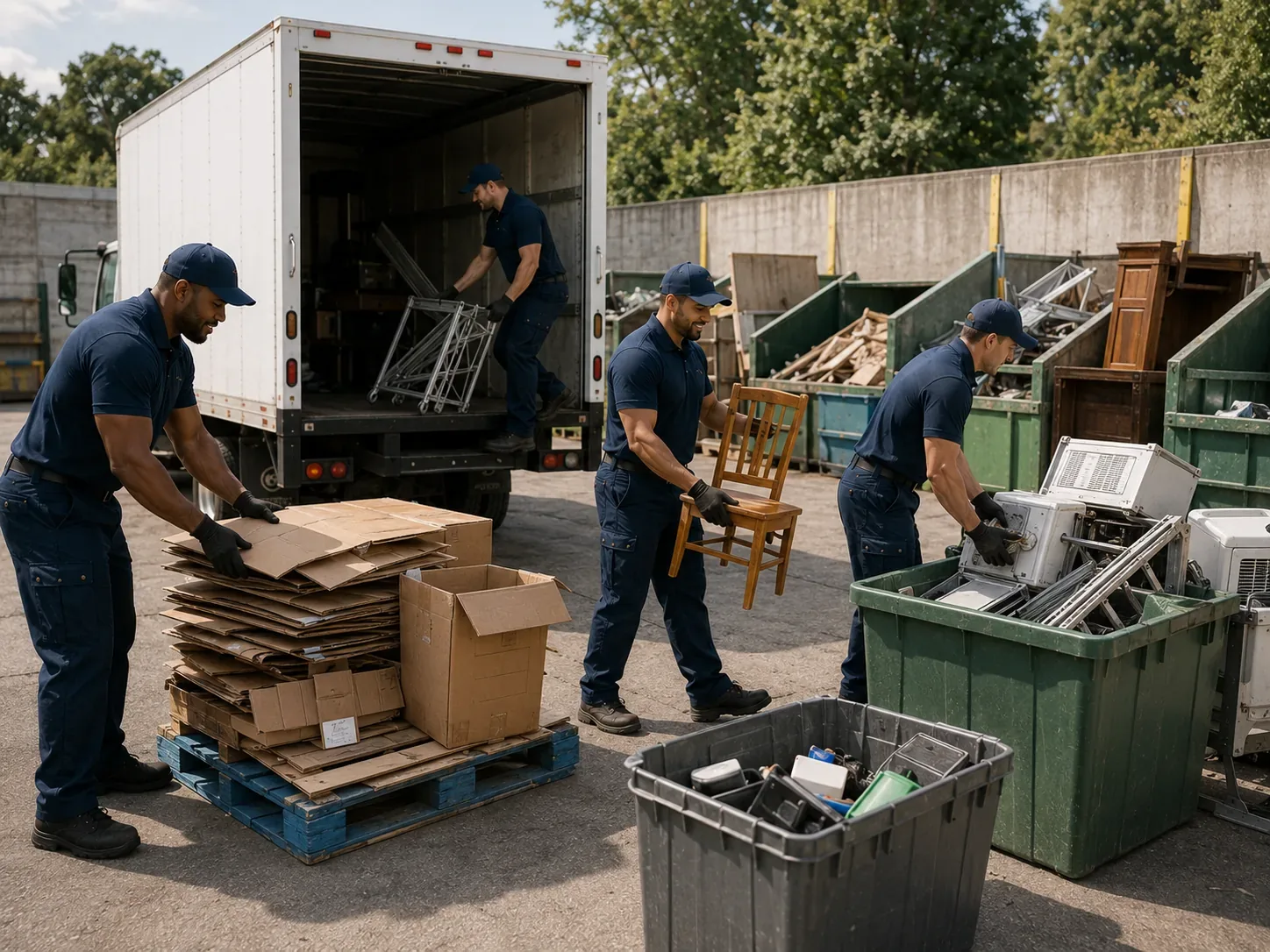 Sorted materials at a recycling and donation facility